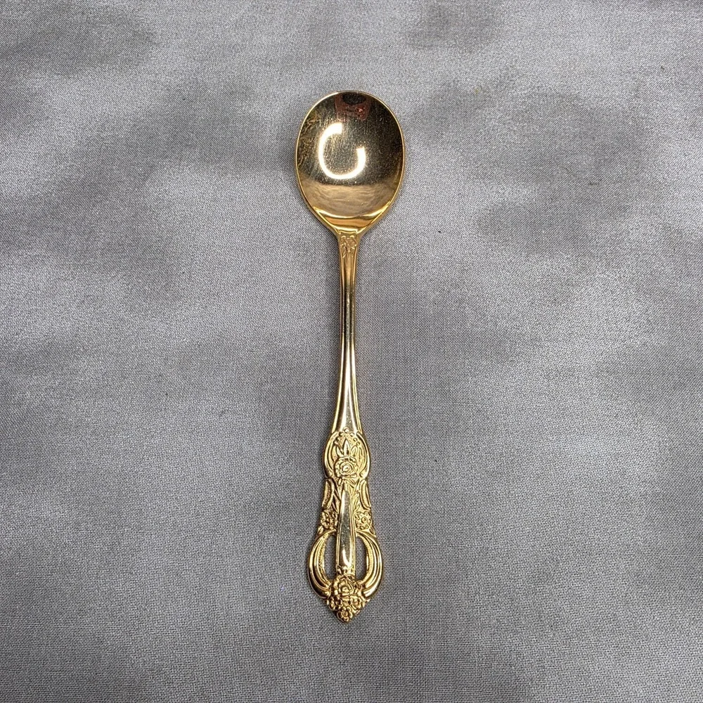 Hanford Forge Princeton Gold Electroplate Sugar Spoon 6.25